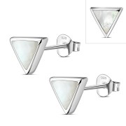 Mother of Pearl Triangle Silver Earrings - e348
